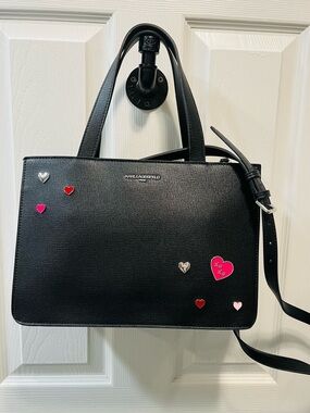 Karl Lagerfeld Black Tote with Heart Accent - NWT -Retail 228.00